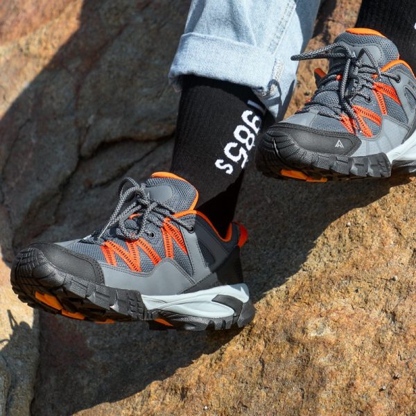 Giày trekking nam cổ thấp Humtto 110609A-2 Grey/Orange - Hình ảnh 8