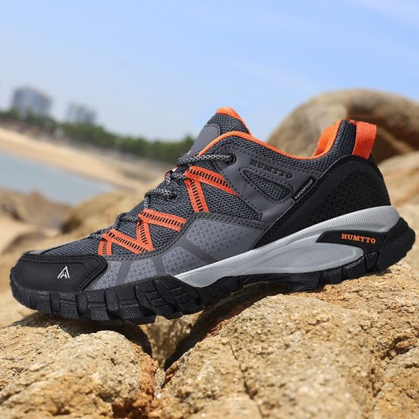 Giày trekking nam cổ thấp Humtto 110609A-2 Grey/Orange - Hình ảnh 11