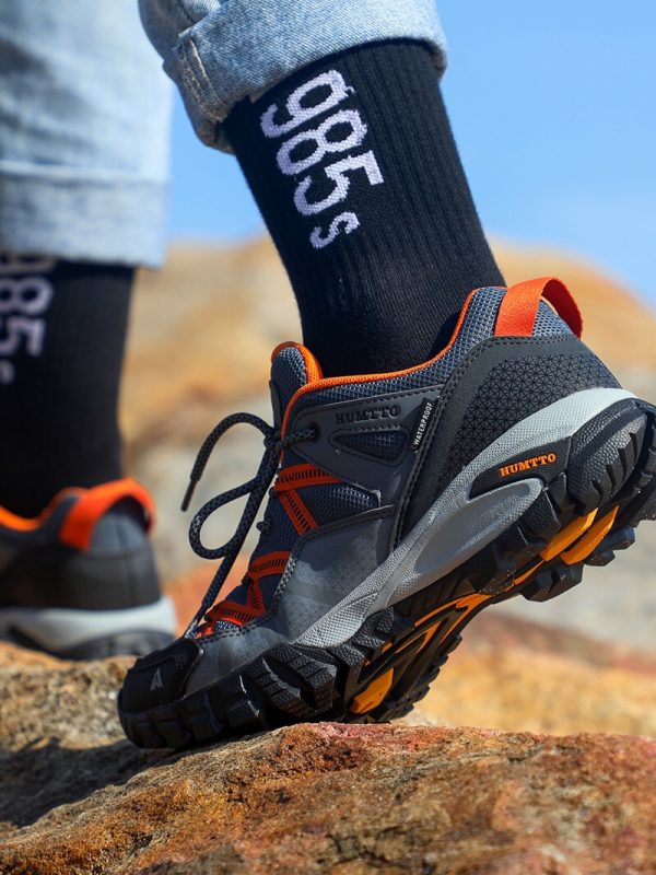 Giày trekking nam cổ thấp Humtto 110609A-2 Grey/Orange - Hình ảnh 6