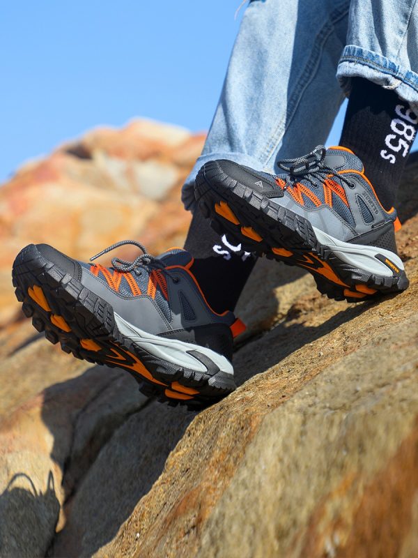 Giày trekking nam cổ thấp Humtto 110609A-2 Grey/Orange - Hình ảnh 7